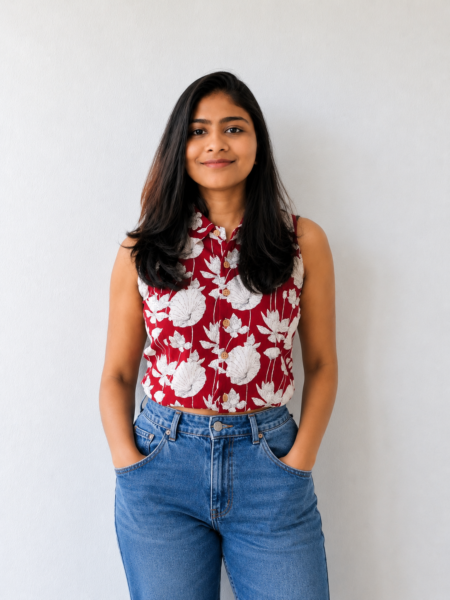Maroon - Collared Crop Top