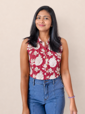 Maroon – Collared Crop Top