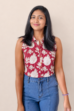 Maroon – Collared Crop Top