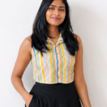 Colourful - Collared Crop Top