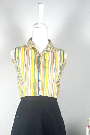 Colourful – Collared Crop Top