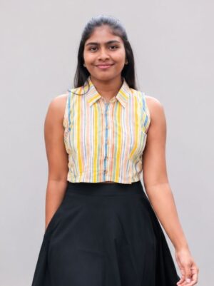 Colourful – Collared Crop Top
