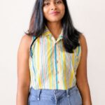 Colourful - Collared Crop Top