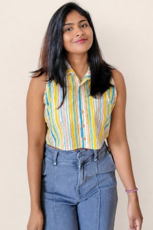 Colourful – Collared Crop Top