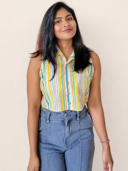 Colourful - Collared Crop Top