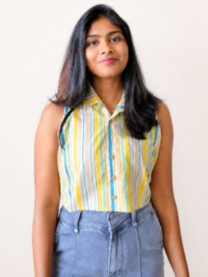 Colourful – Collared Crop Top