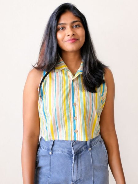 Colourful - Collared Crop Top