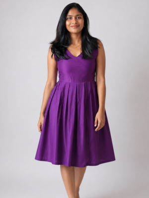 Purple – V neck frock