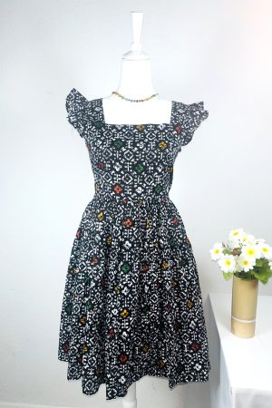 Multicolour on Black- Maxi Dress