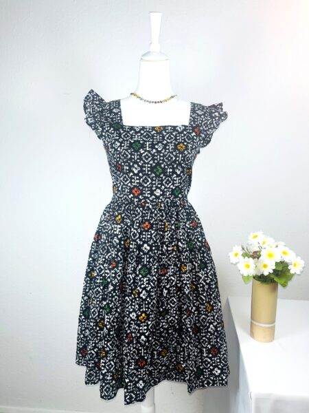 Multicolour on Black- Maxi Dress