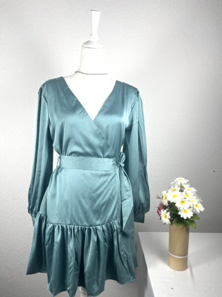 Green Wrap -Satin-Mini dress