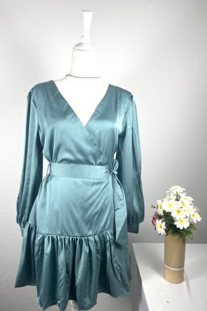 Green Wrap -Satin-Mini dress