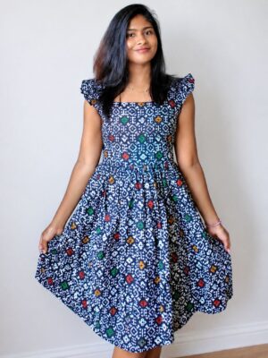 Multicolour on Black- Maxi Dress