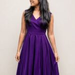 Purple - V neck frock