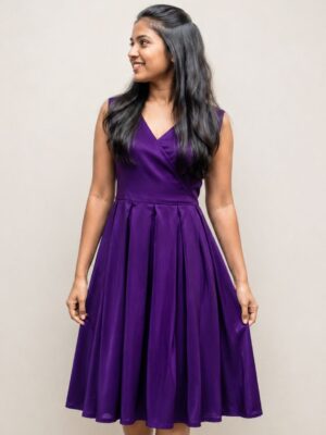 Purple – V neck frock