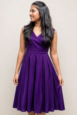 Purple – V neck frock