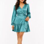Green Wrap -Satin-Mini dress