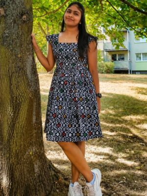 Multicolour on Black- Maxi Dress
