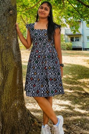 Multicolour on Black- Maxi Dress