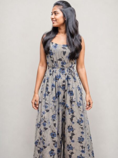 Grey Purple - Floral Jumpsuit