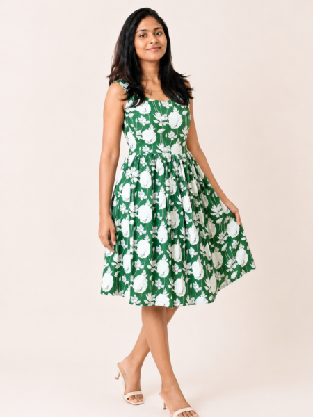 Green - Floral Frock